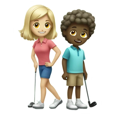 girl and boy playing mini golf  sticker