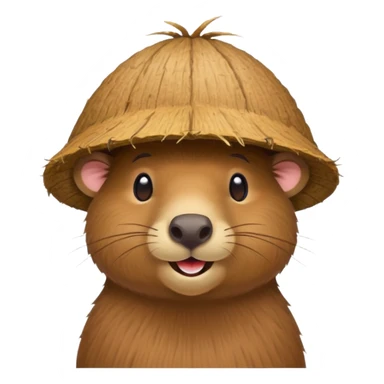 capybara with coconut hat sticker
