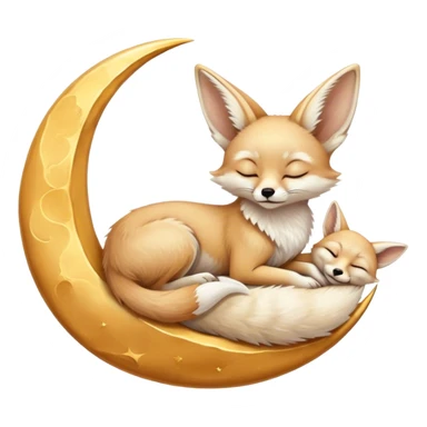 fennec sleeping on a moon sickle  sticker