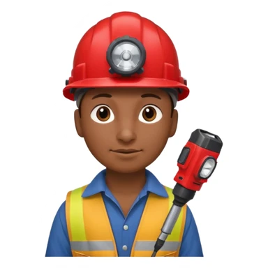 a mole with drill, worker cloth, red helmet, headlamp sticker