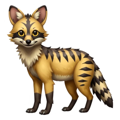 Shiny Glossy Aardwolf-Maned-Wolf-Trico-Genet-Bobcat-fusion-animal-hybrid-creature, full body sticker