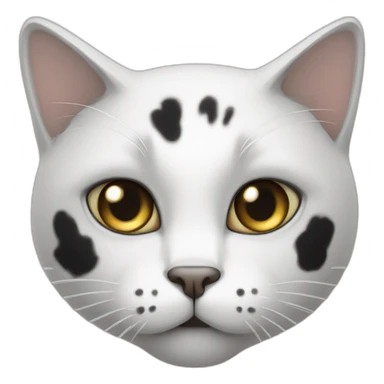 a white cat with black stains sticker