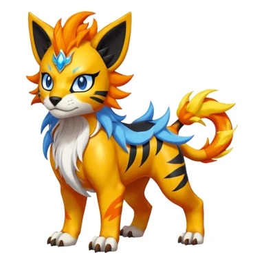 Shiny Glowing Cute Smol Legendary Epic Solgaleo-Pyroar-Torracat-Luxray-Tigress-Houndoom-Liger-Hybrid-Fakemon-hybrid-Creature (full body) sticker
