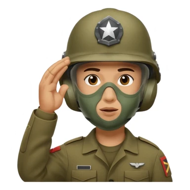 Soldier saluting with helmet + mouth mask sticker