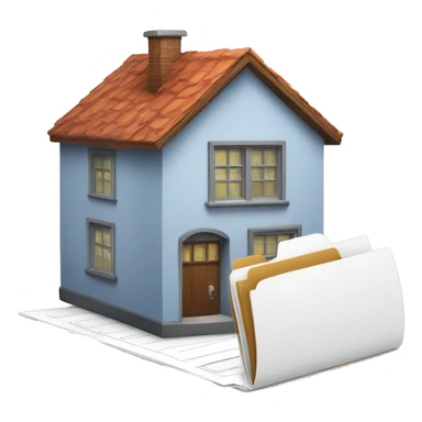 house and folder with documents sticker