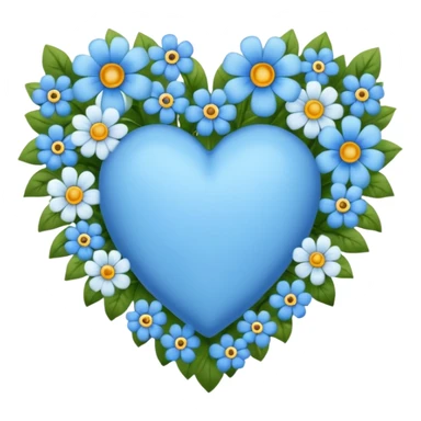 blue heart with flowers sticker