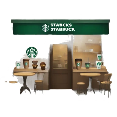 starbucks branch, coffee shop with a starbucks logo on it sticker