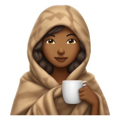 Brown girl inside a blanket sipping coffee eyes closed sticker