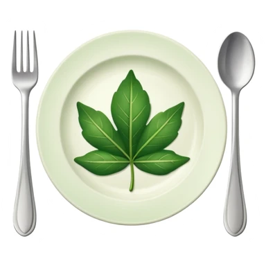 plate with a green leaf and fork sticker