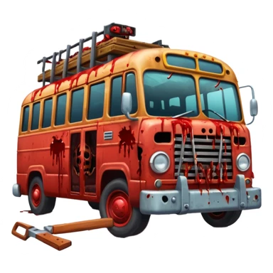 Zombie apocalypse bus..... in the style of your bleeding skull art. More blood and a zombies stuck to the grill that have been ran over. And chainsaws mounted to it to kill more zombies sticker