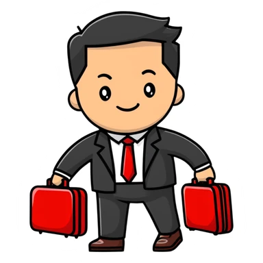 businessman with red suitcase sticker