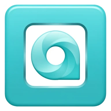 a Tiny compressed Stylized light-turquoise wind wind symbol inside a gradient-pastel-white square icon, light turquoise borders sticker