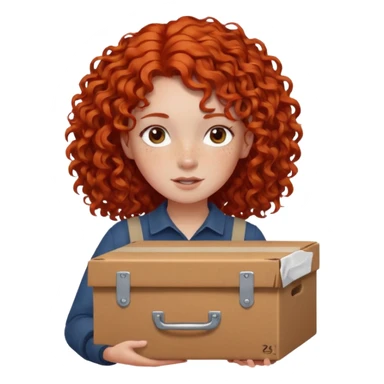 box carrier curly red hair girl  sticker