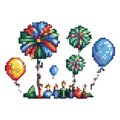 Celebration with fireworks and balloons sticker