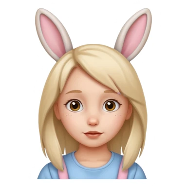 kid girl with bunny ears sticker