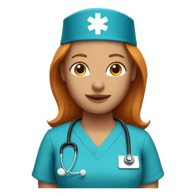 Nurse with straightened ginger hair wearing blue scrubs sticker