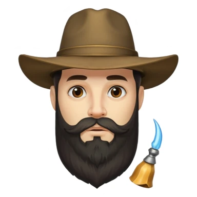 Bearded figure — large hat with horn, tattoo on face sticker