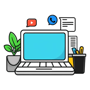 Colorful webpage with social media elements sticker