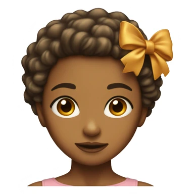 A caramel skined girl with short kinky hair and a bow sticker