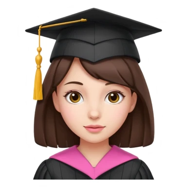 BRunette girl emoji with pink graduation cap sticker