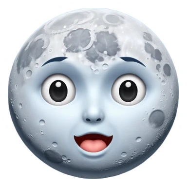 moon split in half with surprised expression sticker