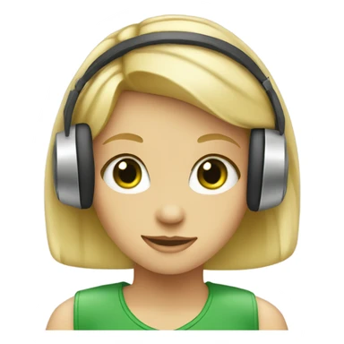 blond girl with headphones and green eyes sticker