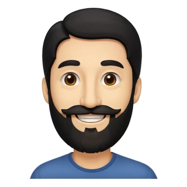 medium skin, long nose, black hair, long black beard, man sticker