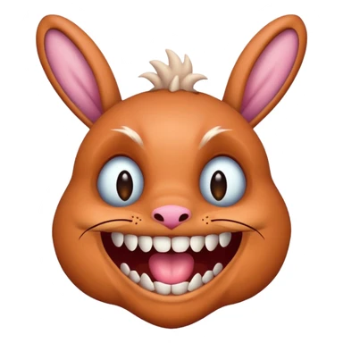 simple funny monster with nine teeth, smile, rabbit ears sticker