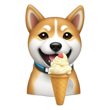 Shiba  eating ice cream sticker