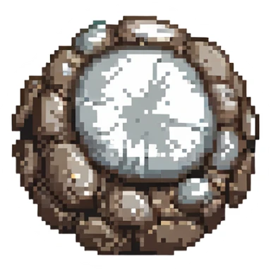 a round rough stone, pixel art style, simple shading sticker