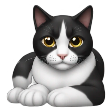 lazy black and white cat sticker
