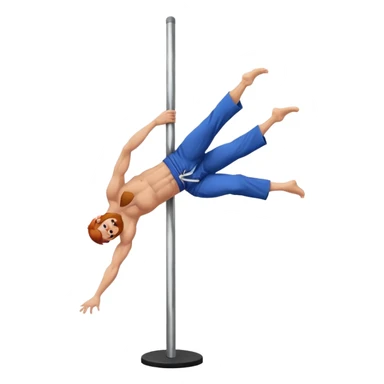 male redhead with beard performing a jiu jitsu move on a pole dance pole sticker