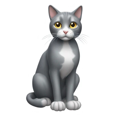 Full-body grey cat with white snout and paws sticker