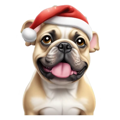 Tan Merle French bulldog with Santa hat surrounded by Christmas lights  sticker