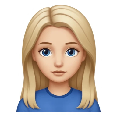 white long dark blonde hair girl with darker roots in her hair middle part and dark blue eyes that's not really tan but not pale sticker