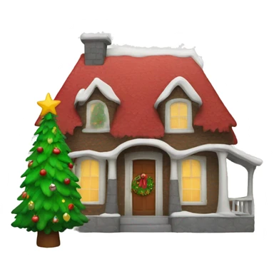 House with a Christmas tree sticker