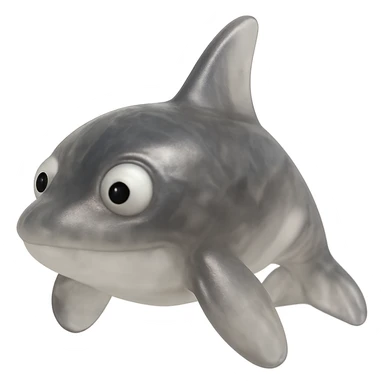 Make the orca even more transparent and slightly see-through, keeping the natural black and white colors, in a retro 90's toy style with derpy eyes, soft plastic texture, soft reflections, soft and squishy appearance, some cloudiness, not shiny, highly detailed and appealing. Remove any tags and background. sticker