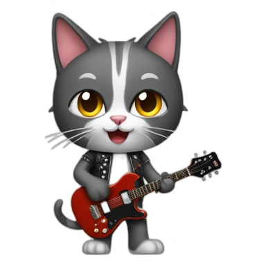 rocker cat with guitar thumb up sticker