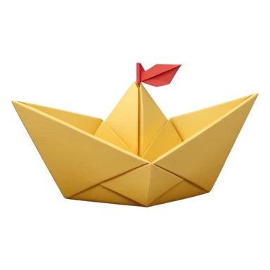 3D render of Paper Boat made entirely of folded origami paper, sharp creases, cardboard texture, matte finish, visible paper grain, craft aesthetic, Apple emoji style, isolated on white background --v 6.0 sticker