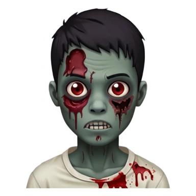 garoto zumbi com cabelo preto e ferimento no rosto sticker