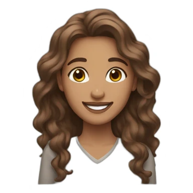 Very proud happy woman. Brown eyes and long wavy hair.  sticker