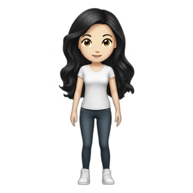 white girl with black hair, full body sticker