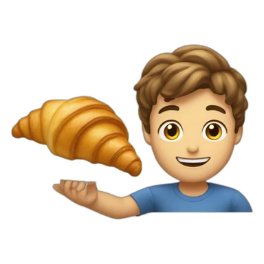 Un garçon qui mange un croissant sticker