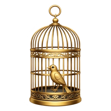 A metallic bird cage made out of iron sticker