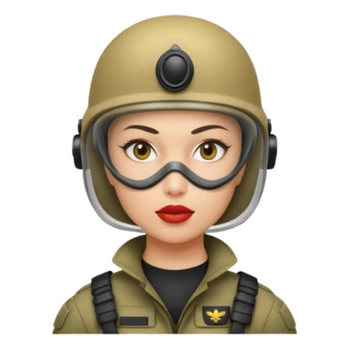 woman soldier with hair style wearing mouth mask sticker