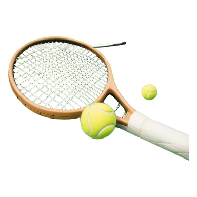 A tennis racket resting on the green grass of a tennis court, with a tennis ball placed nearby and the net stretching across the court. The background captures the fresh, open atmosphere of a traditional grass court, emphasizing the elegance and precision of the sport. sticker