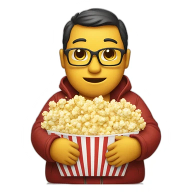 litte fat duck holding bag of popcorn sticker