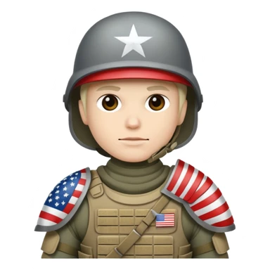 generate white full-armored american soldier with small usa flag on shoulder sticker