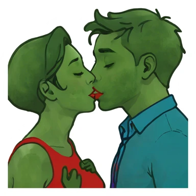 A girl and boy kissing  sticker