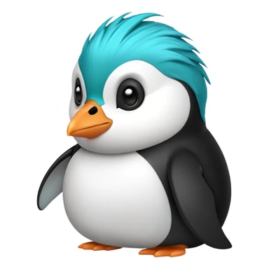 penguin with turquoise hair sticker